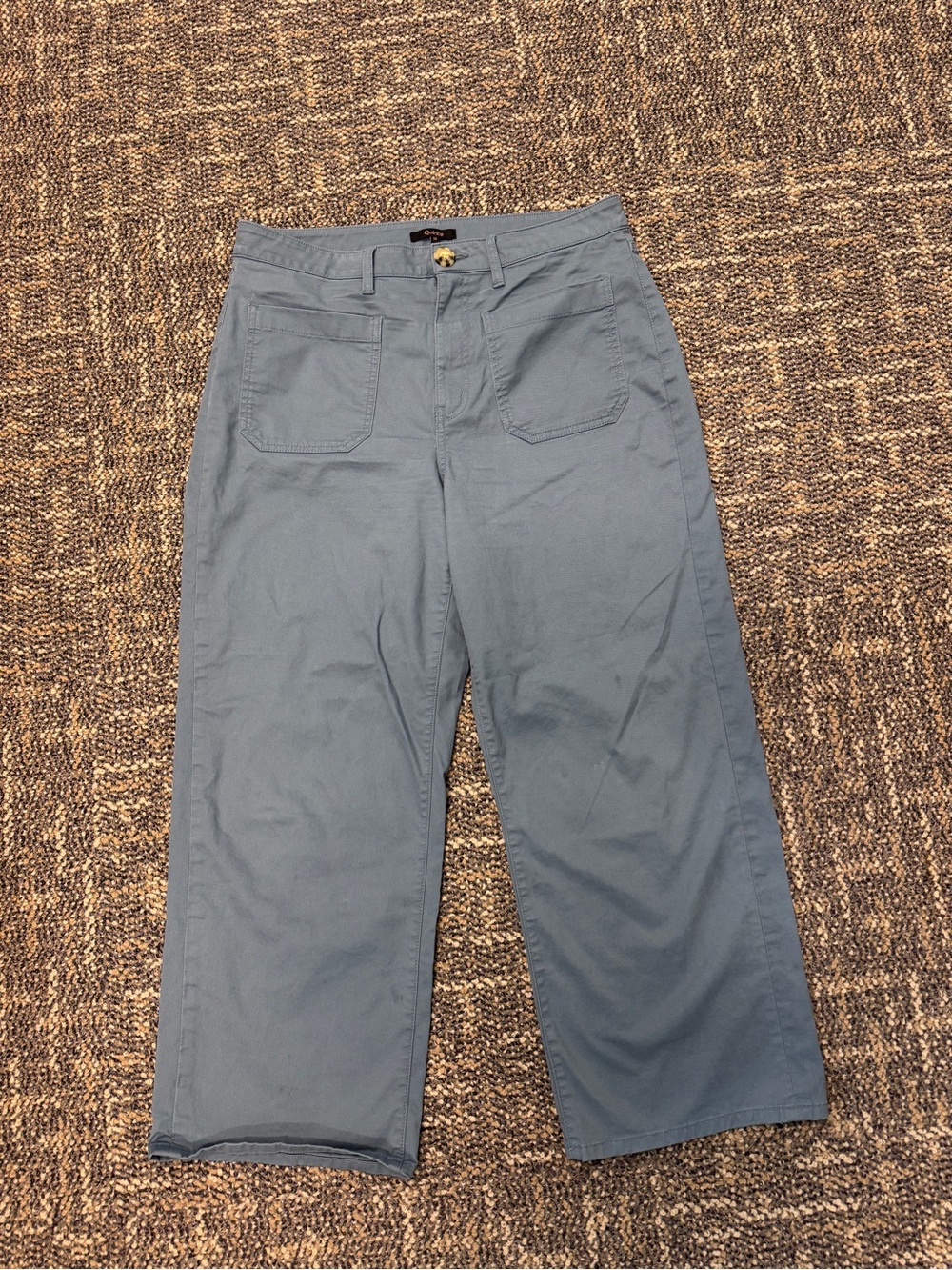 Quince Organic‎ Cotton Ultra-Stretch Wide Leg Pants Dusty Blue Size 12 NWOT